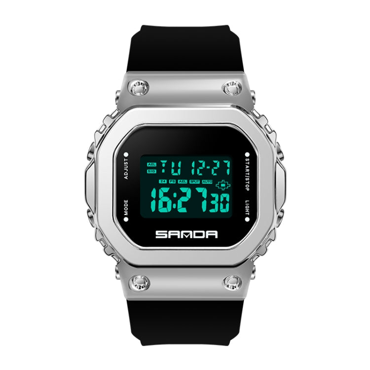 SANDA 9006 LED Digital Display Square Dial Sports Electronic Watch for Men and Women — Black Rose Gold