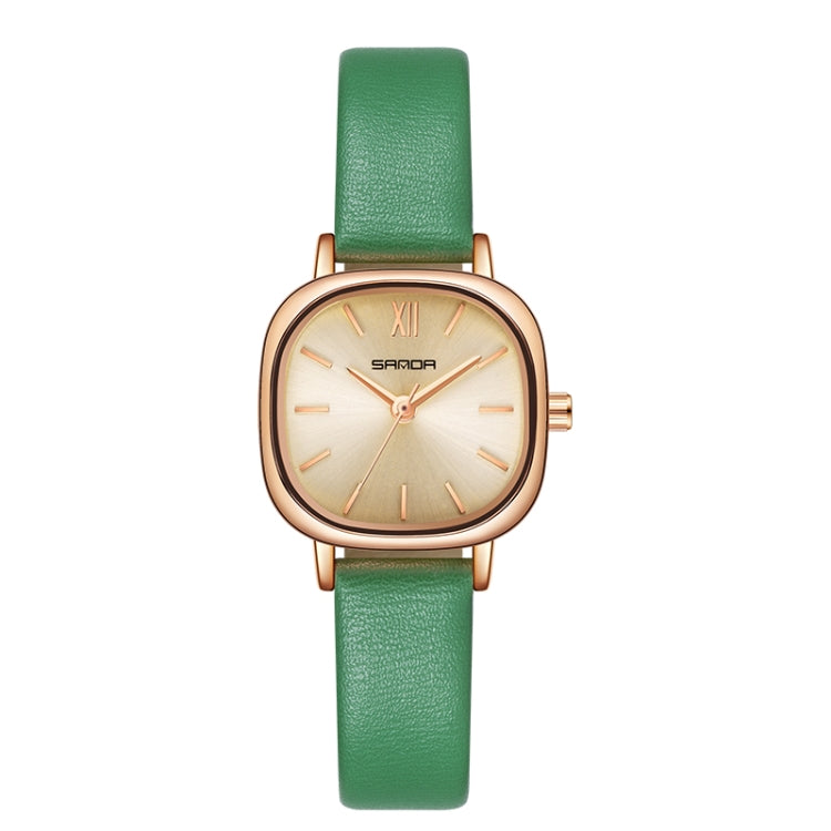 SANDA P1098 Simple Bar Scale Oval Dial Quartz Watch for Women — Belt Black