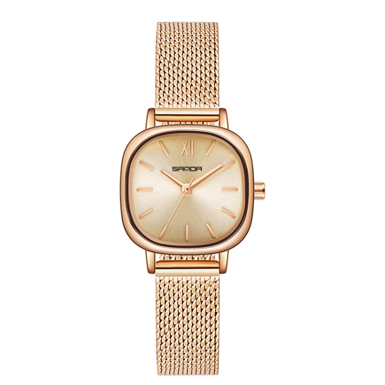 SANDA P1098 Simple Bar Scale Oval Dial Quartz Watch for Women — Belt Green