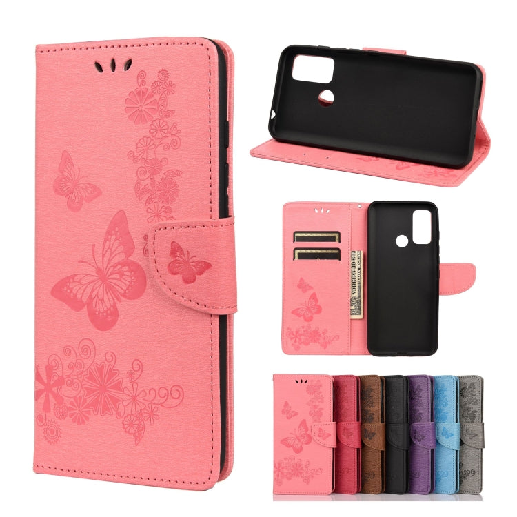 Vintage Embossed Floral Butterfly Pattern Horizontal Flip Leather Case with Card Slot & Holder & Wallet & Lanyard
