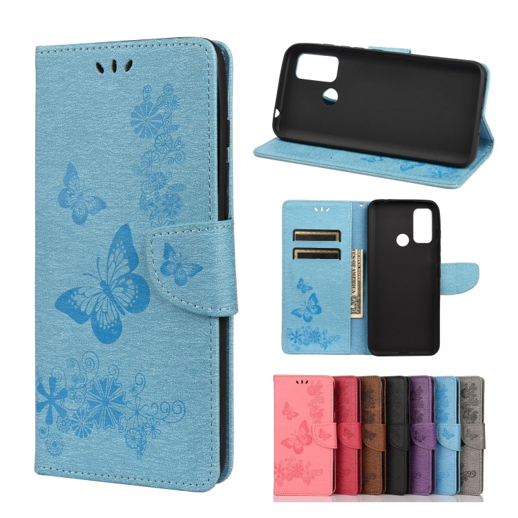 Vintage Embossed Floral Butterfly Pattern Horizontal Flip Leather Case with Card Slot & Holder & Wallet & Lanyard