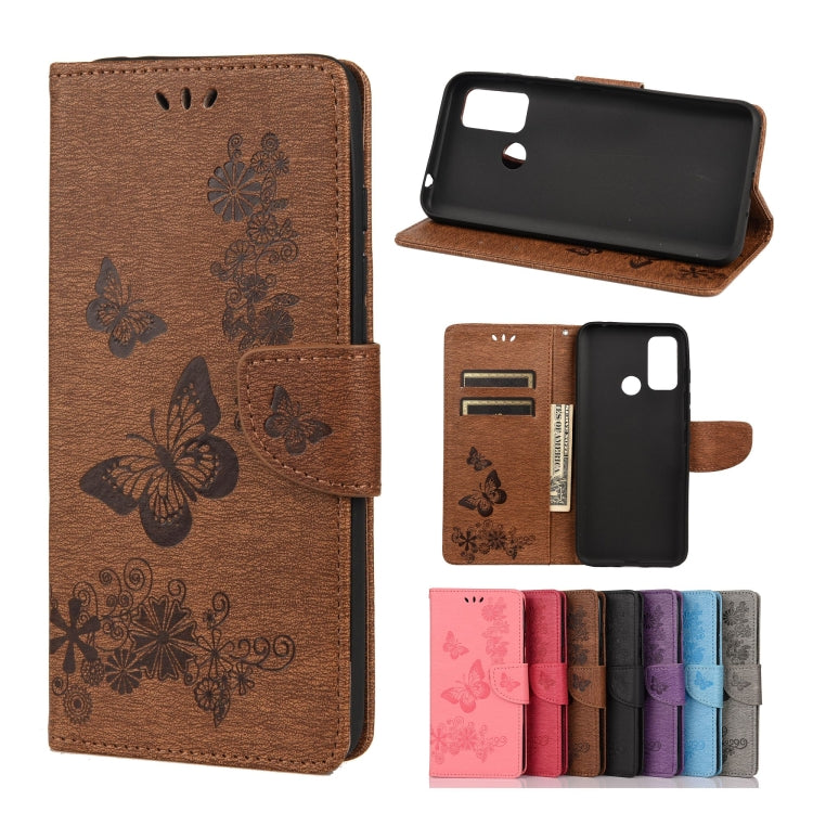 Vintage Embossed Floral Butterfly Pattern Horizontal Flip Leather Case with Card Slot & Holder & Wallet & Lanyard