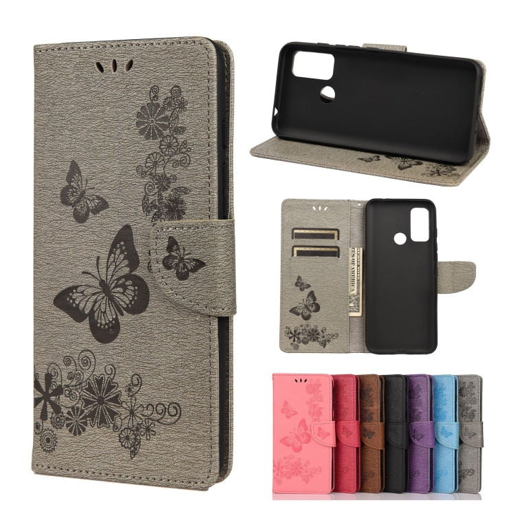 Vintage Embossed Floral Butterfly Pattern Horizontal Flip Leather Case with Card Slot & Holder & Wallet & Lanyard