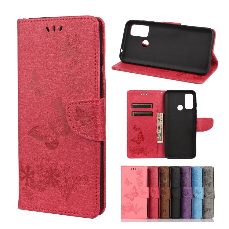 Vintage Embossed Floral Butterfly Pattern Horizontal Flip Leather Case with Card Slot & Holder & Wallet & Lanyard