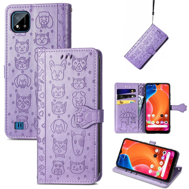 Lovely Cat and Dog Embossing Pattern Horizontal Flip Leather Case, with Holder & Card Slots & Wallet & Cartoon Clasp & Lanyard