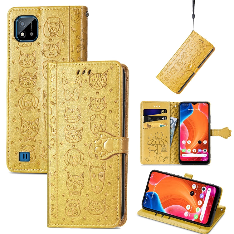 Lovely Cat and Dog Embossing Pattern Horizontal Flip Leather Case, with Holder & Card Slots & Wallet & Cartoon Clasp & Lanyard