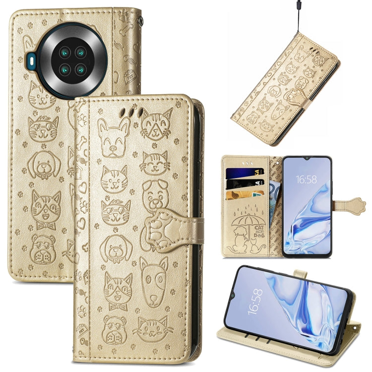 Lovely Cat and Dog Embossing Pattern Horizontal Flip Leather Case, with Holder & Card Slots & Wallet & Cartoon Clasp & Lanyard