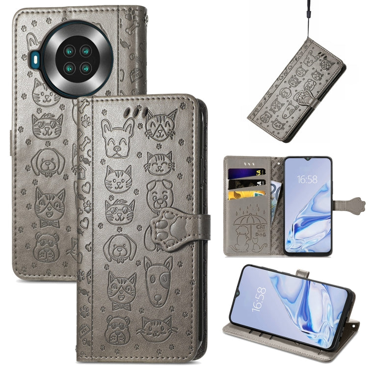 Lovely Cat and Dog Embossing Pattern Horizontal Flip Leather Case, with Holder & Card Slots & Wallet & Cartoon Clasp & Lanyard