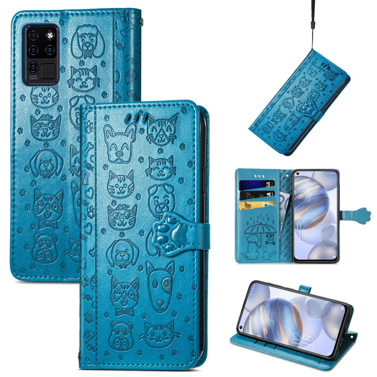 Lovely Cat and Dog Embossing Pattern Horizontal Flip Leather Case, with Holder & Card Slots & Wallet & Cartoon Clasp & Lanyard
