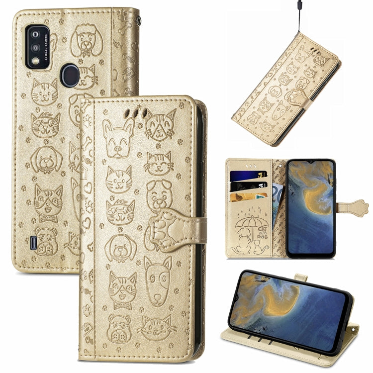 Lovely Cat and Dog Embossing Pattern Horizontal Flip Leather Case, with Holder & Card Slots & Wallet & Cartoon Clasp & Lanyard