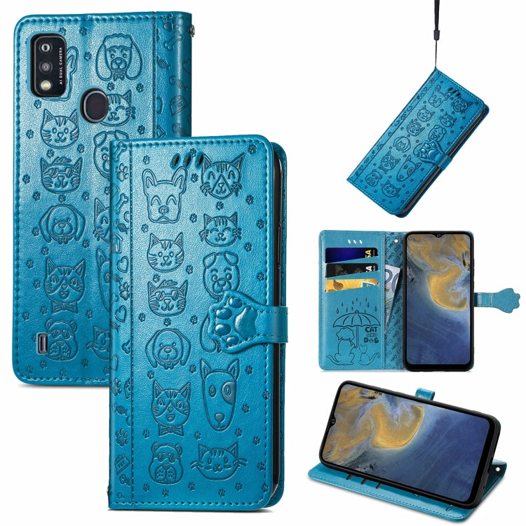 Lovely Cat and Dog Embossing Pattern Horizontal Flip Leather Case, with Holder & Card Slots & Wallet & Cartoon Clasp & Lanyard
