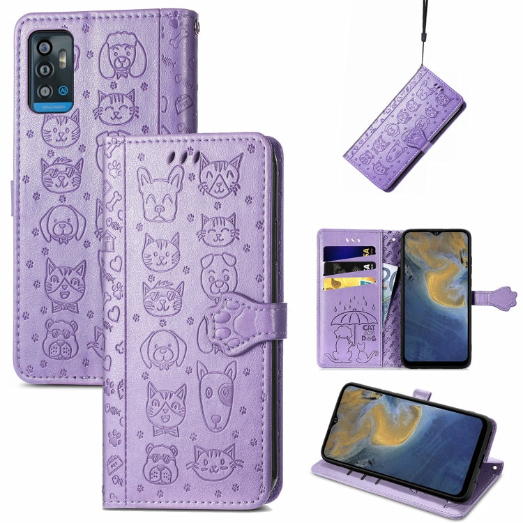 Lovely Cat and Dog Embossing Pattern Horizontal Flip Leather Case, with Holder & Card Slots & Wallet & Cartoon Clasp & Lanyard