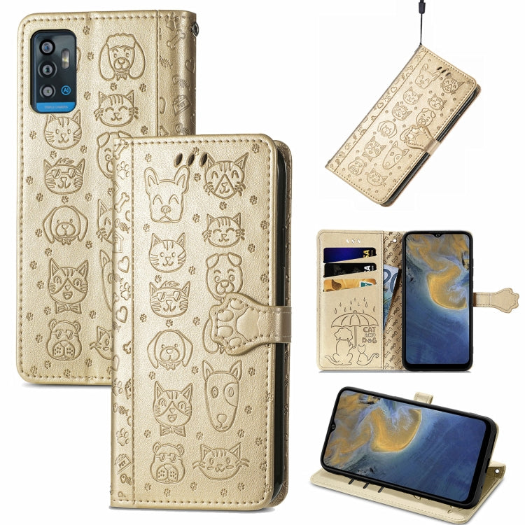 Lovely Cat and Dog Embossing Pattern Horizontal Flip Leather Case, with Holder & Card Slots & Wallet & Cartoon Clasp & Lanyard