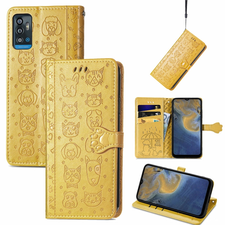 Lovely Cat and Dog Embossing Pattern Horizontal Flip Leather Case, with Holder & Card Slots & Wallet & Cartoon Clasp & Lanyard