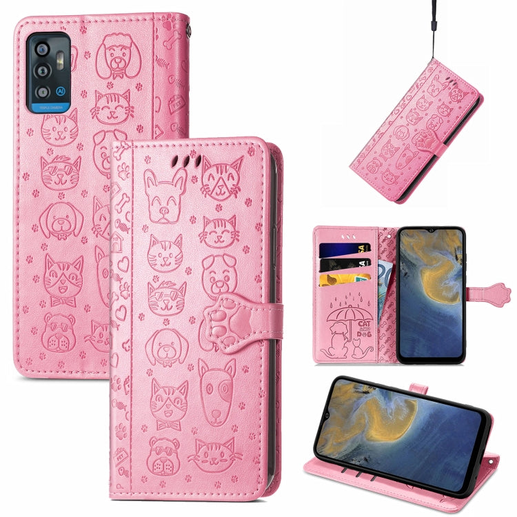 Lovely Cat and Dog Embossing Pattern Horizontal Flip Leather Case, with Holder & Card Slots & Wallet & Cartoon Clasp & Lanyard