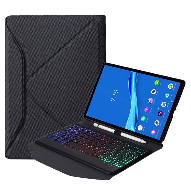 BM10S Backlight Edition Diamond Texture Detachable Bluetooth Keyboard Leather Case with Pen Slot & Triangular Back Support