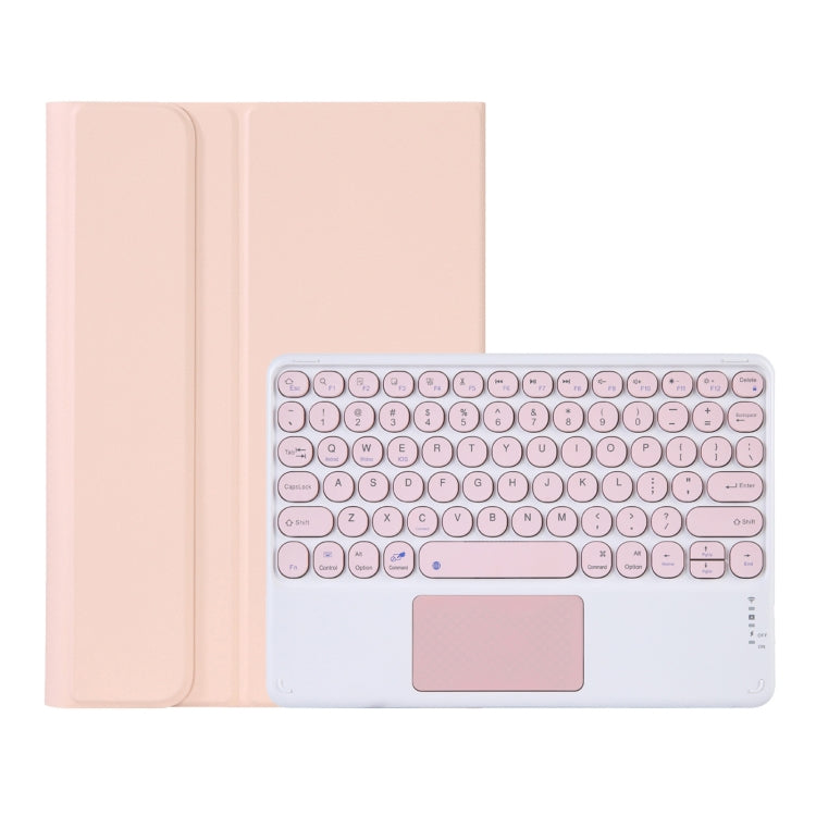Y0N5-A TPU Case Lambskin Texture Round Keycap Bluetooth Keyboard Leather Case with Holder & Touchpad — EDA002026501E