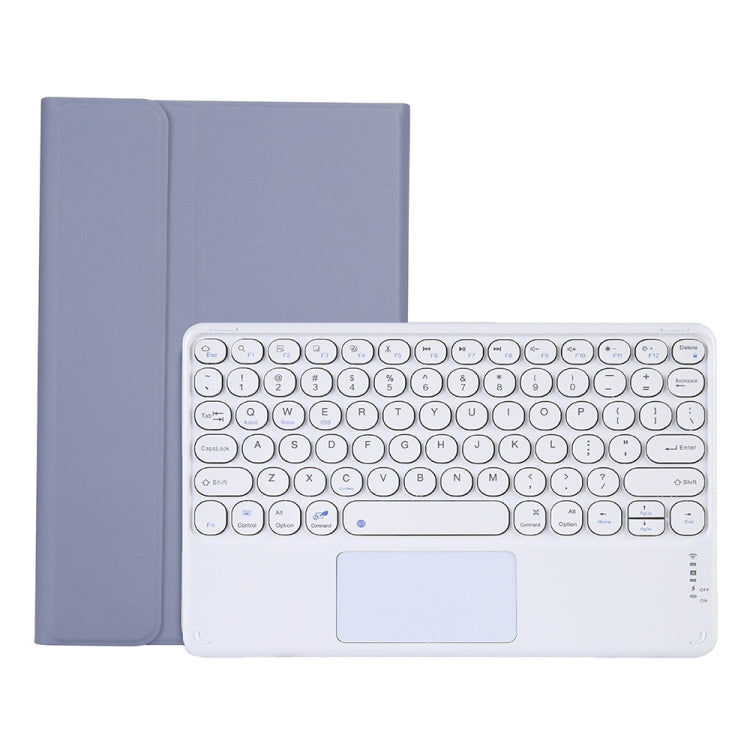 Y0N5-A TPU Case Lambskin Texture Round Keycap Bluetooth Keyboard Leather Case with Holder & Touchpad — EDA002026501B