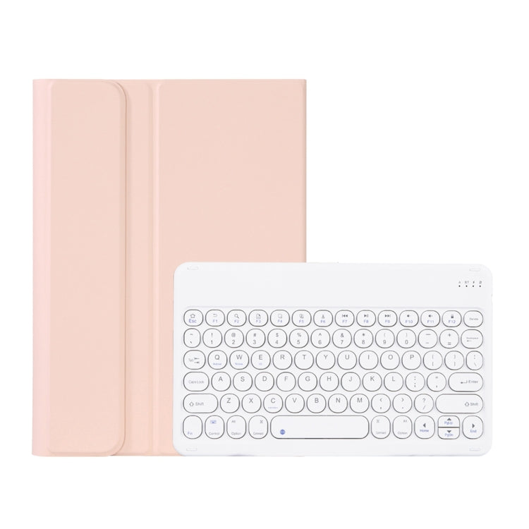 Y0N5 TPU Case Lambskin Texture Round Keycap Bluetooth Keyboard Leather Case with Holder — EDA002026601F
