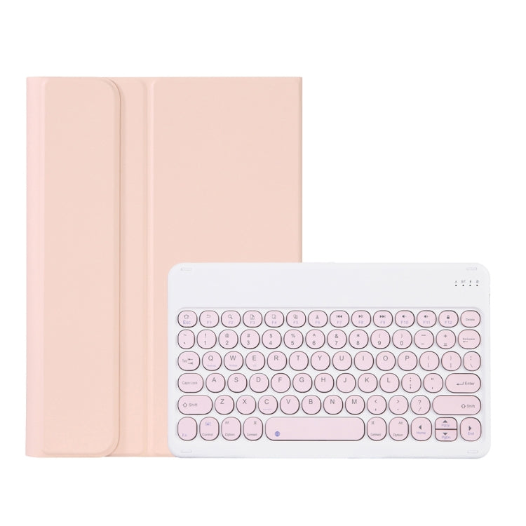 Y0N5 TPU Case Lambskin Texture Round Keycap Bluetooth Keyboard Leather Case with Holder — EDA002026601E