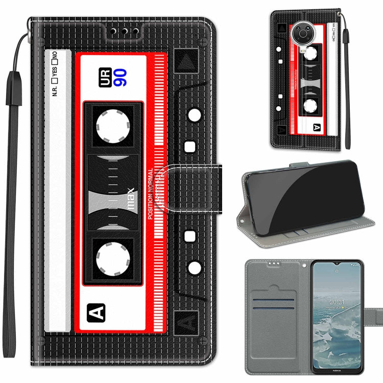 Voltage Coloured Drawing Magnetic Clasp Horizontal Flip PU Leather Case with Holder & Card Slots — C07 Pink White Black