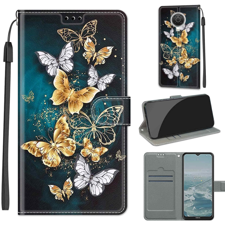 Voltage Coloured Drawing Magnetic Clasp Horizontal Flip PU Leather Case with Holder & Card Slots — C17 Green Leaf Pink Rose