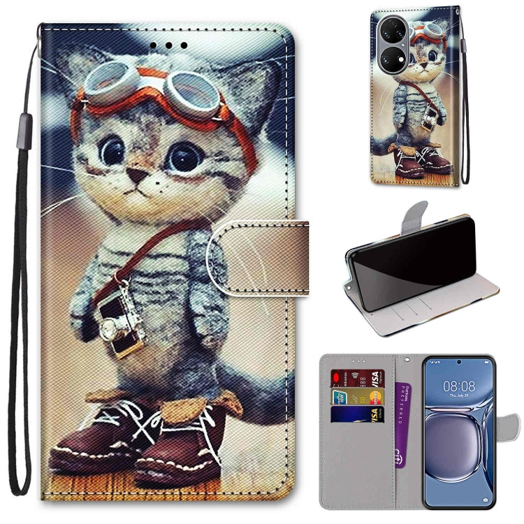 Coloured Drawing Cross Texture Horizontal Flip PU Leather Case with Holder & Card Slots & Wallet & Lanyard