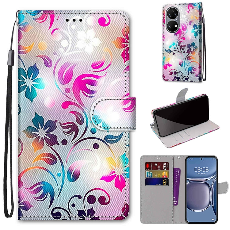 Coloured Drawing Cross Texture Horizontal Flip PU Leather Case with Holder & Card Slots & Wallet & Lanyard
