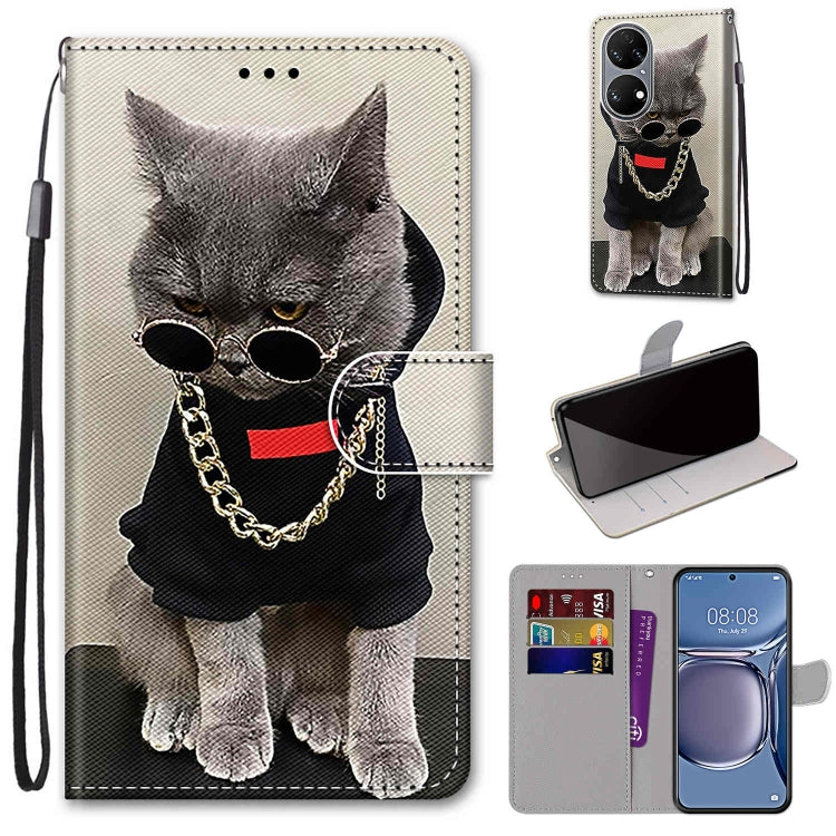 Coloured Drawing Cross Texture Horizontal Flip PU Leather Case with Holder & Card Slots & Wallet & Lanyard