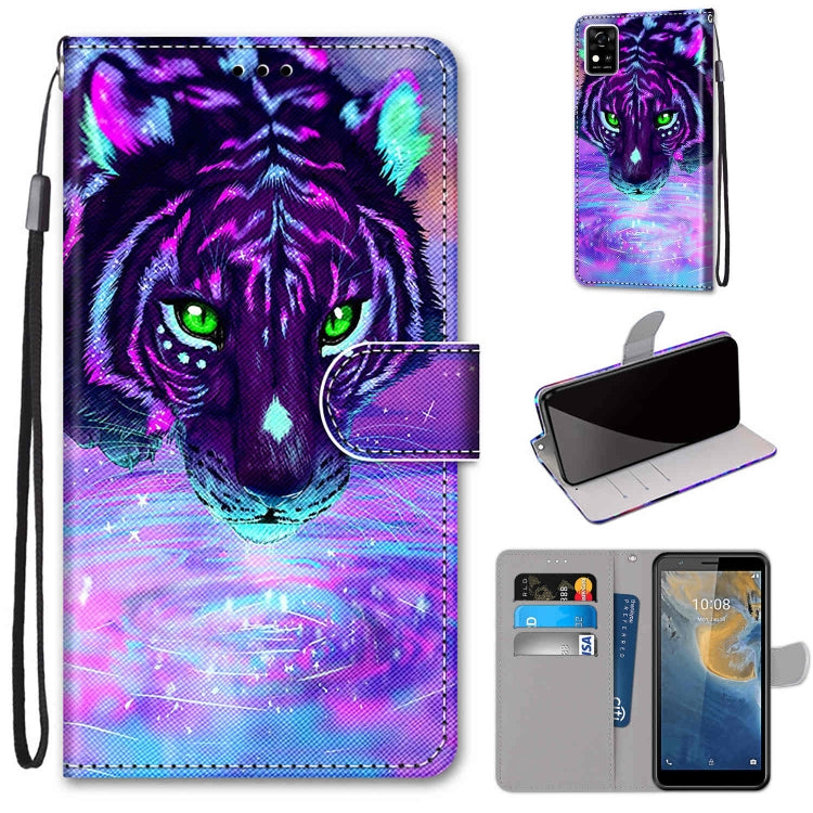 Coloured Drawing Cross Texture Horizontal Flip PU Leather Case with Holder & Card Slots & Wallet & Lanyard, For ZTE Blade A7s 2020