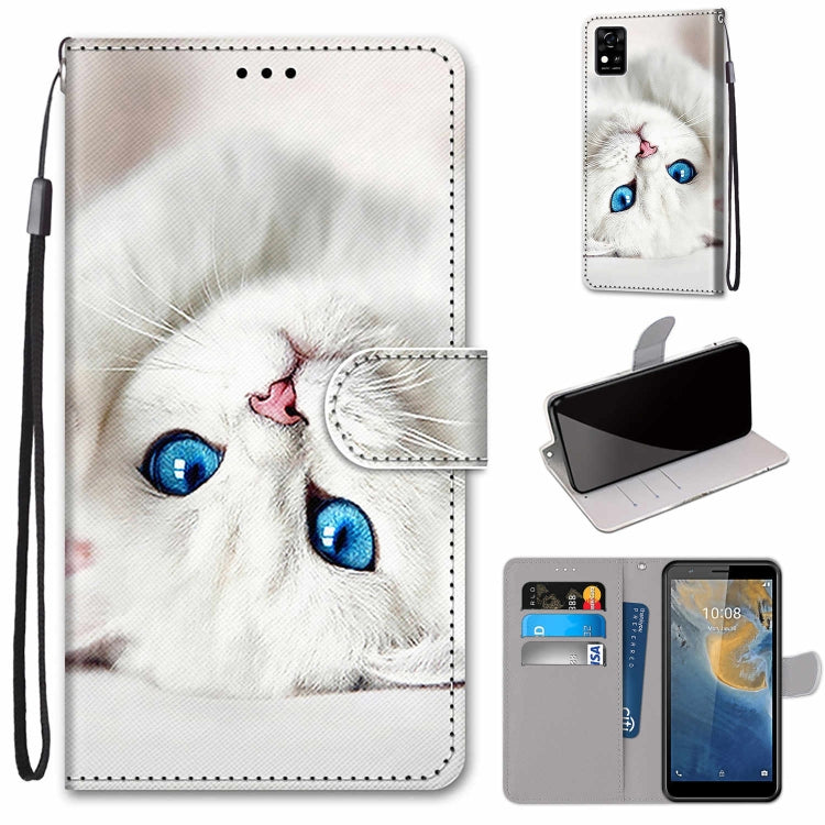 Coloured Drawing Cross Texture Horizontal Flip PU Leather Case with Holder & Card Slots & Wallet & Lanyard, For ZTE Blade A7s 2020