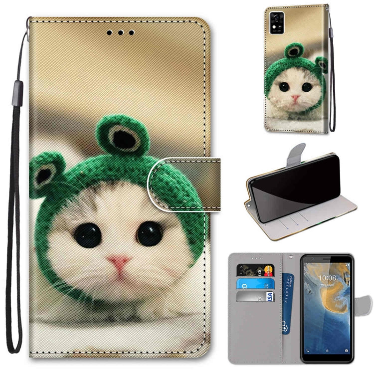 Coloured Drawing Cross Texture Horizontal Flip PU Leather Case with Holder & Card Slots & Wallet & Lanyard, For ZTE Blade A7s 2020