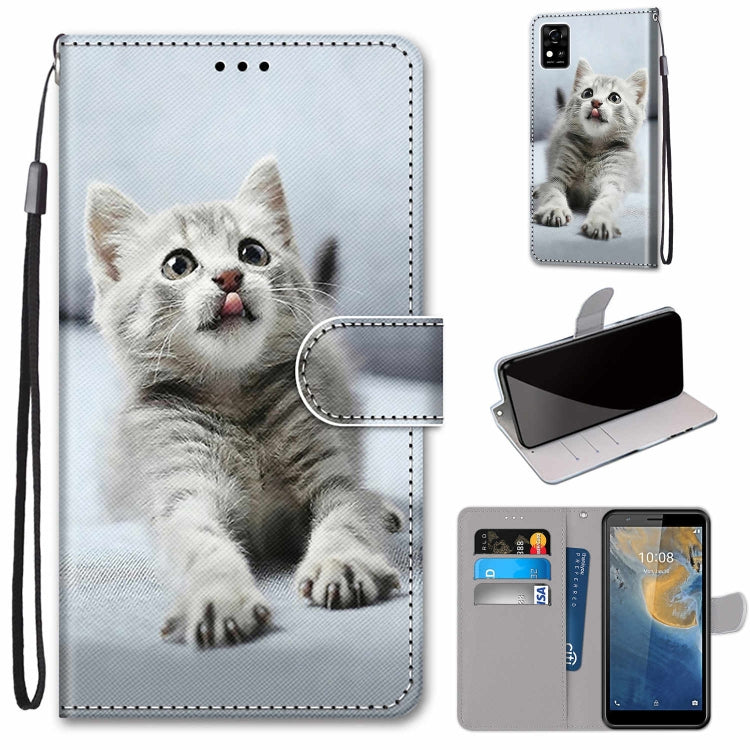 Coloured Drawing Cross Texture Horizontal Flip PU Leather Case with Holder & Card Slots & Wallet & Lanyard, For ZTE Blade A7s 2020