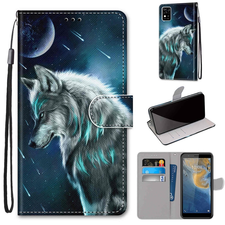 Coloured Drawing Cross Texture Horizontal Flip PU Leather Case with Holder & Card Slots & Wallet & Lanyard, For ZTE Blade A7s 2020