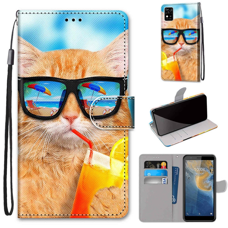 Coloured Drawing Cross Texture Horizontal Flip PU Leather Case with Holder & Card Slots & Wallet & Lanyard, For ZTE Blade A7s 2020