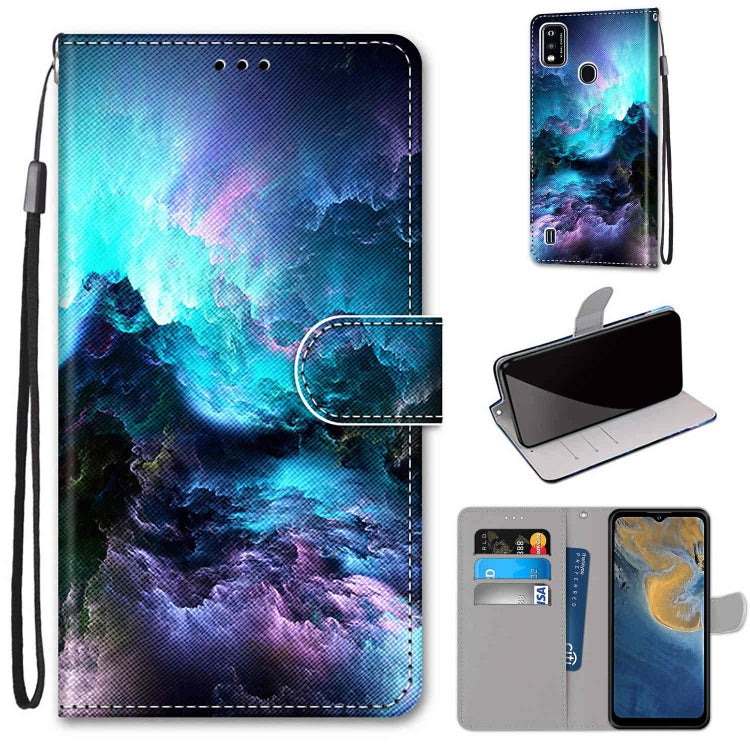 Coloured Drawing Cross Texture Horizontal Flip PU Leather Case with Holder & Card Slots & Wallet & Lanyard, For ZTE Blade A7s 2020