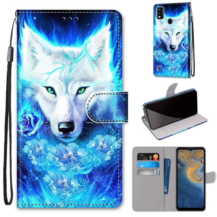 Coloured Drawing Cross Texture Horizontal Flip PU Leather Case with Holder & Card Slots & Wallet & Lanyard, For ZTE Blade A7s 2020