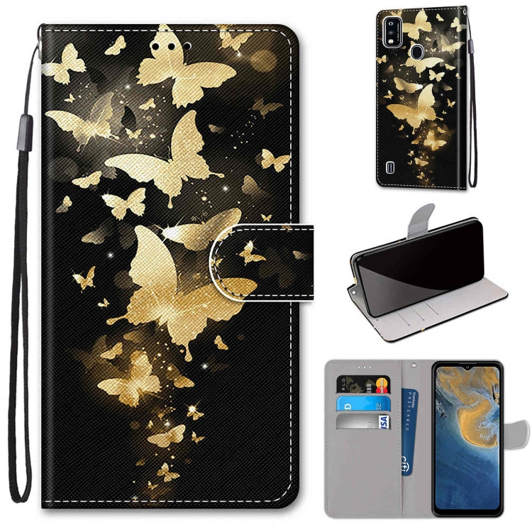 Coloured Drawing Cross Texture Horizontal Flip PU Leather Case with Holder & Card Slots & Wallet & Lanyard, For ZTE Blade A7s 2020