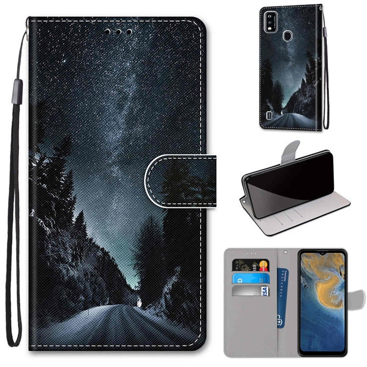 Coloured Drawing Cross Texture Horizontal Flip PU Leather Case with Holder & Card Slots & Wallet & Lanyard, For ZTE Blade A7s 2020