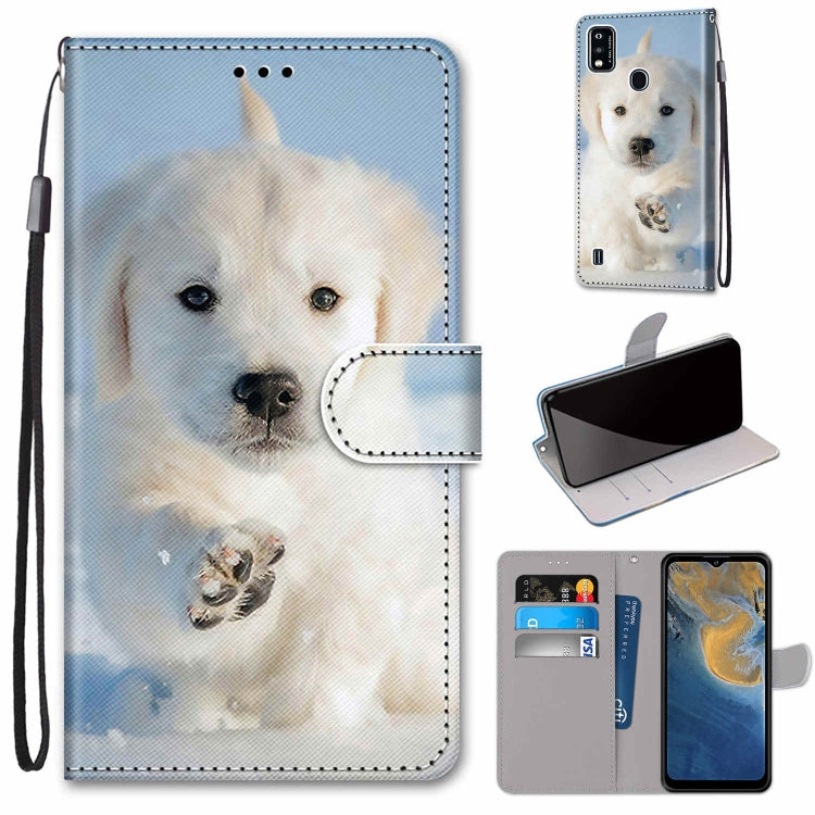 Coloured Drawing Cross Texture Horizontal Flip PU Leather Case with Holder & Card Slots & Wallet & Lanyard, For ZTE Blade A7s 2020