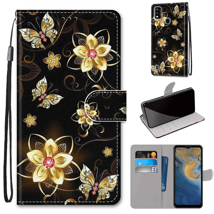 Coloured Drawing Cross Texture Horizontal Flip PU Leather Case with Holder & Card Slots & Wallet & Lanyard, For ZTE Blade A7s 2020