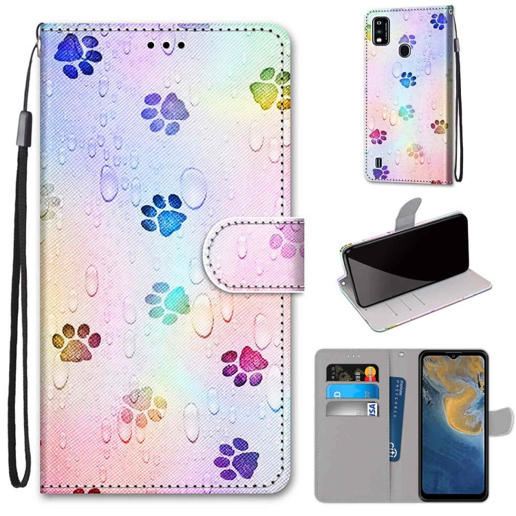 Coloured Drawing Cross Texture Horizontal Flip PU Leather Case with Holder & Card Slots & Wallet & Lanyard, For ZTE Blade A7s 2020