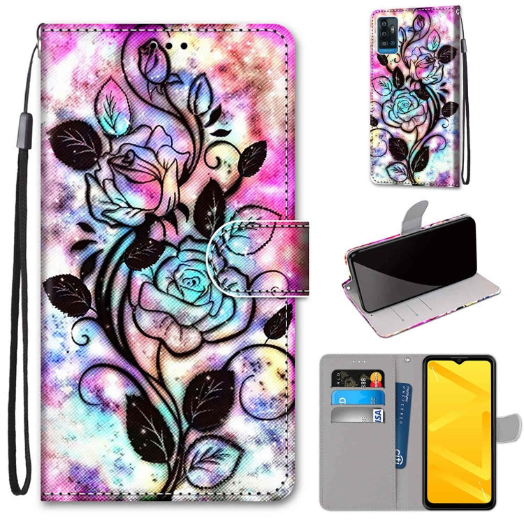 Coloured Drawing Cross Texture Horizontal Flip PU Leather Case with Holder & Card Slots & Wallet & Lanyard, For ZTE Blade A7s 2020