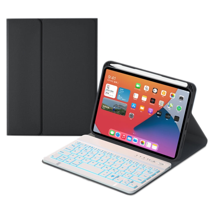 HK006D Square Keys Detachable Bluetooth Keyboard Leather Case with White Backlight & Holder for iPad mini 6