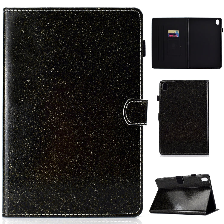 Varnish Glitter Powder Horizontal Flip Leather Case with Holder & Card Slot — Purple