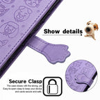 Lovely Cat and Dog Embossing Pattern Horizontal Flip Leather Case, with Holder & Card Slots & Wallet & Cartoon Clasp & Lanyard