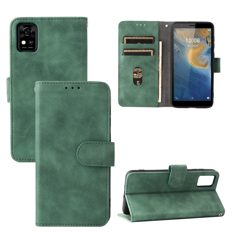 Solid Color Skin Feel Magnetic Buckle Horizontal Flip Calf Texture PU Leather Case with Holder & Card Slots & Wallet, For Doogee S59 / S59 Pro