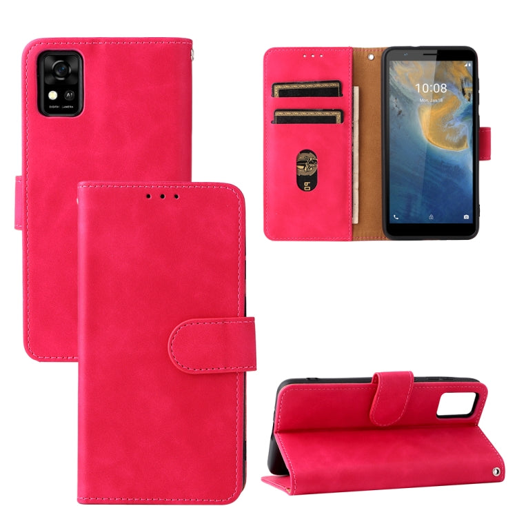 Solid Color Skin Feel Magnetic Buckle Horizontal Flip Calf Texture PU Leather Case with Holder & Card Slots & Wallet, For Doogee S59 / S59 Pro