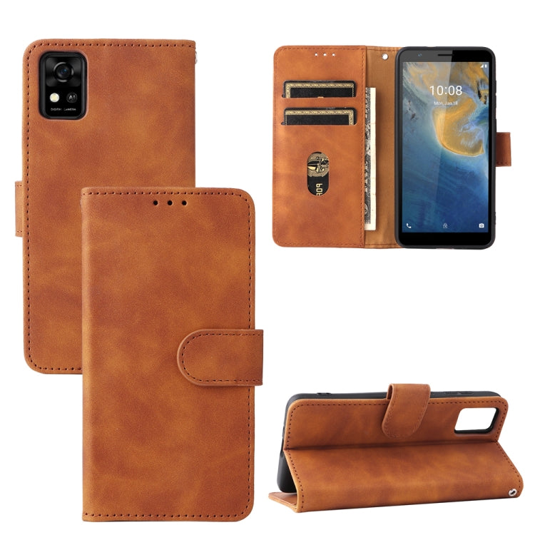 Solid Color Skin Feel Magnetic Buckle Horizontal Flip Calf Texture PU Leather Case with Holder & Card Slots & Wallet, For Doogee S59 / S59 Pro