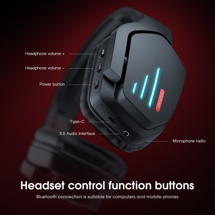 ONIKUMA B60 Bluetooth 5.0 Adjustable Strong Bass Gaming Wireless Bluetooth Headset with Microphone — view 3